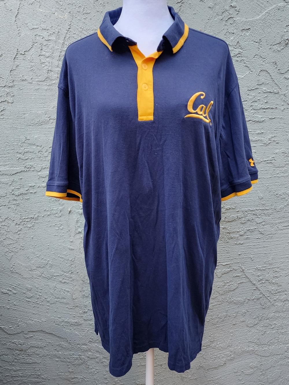 Under Armour Cal Golden Bears Polo Shirt Navy Blue Yellow Embroidered Logo XL